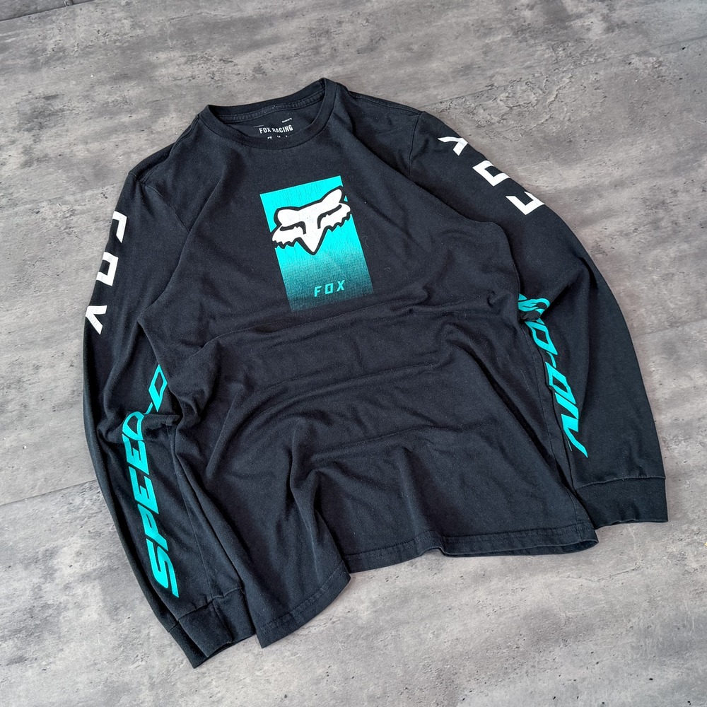 Vintage VTG Y2K 2000's 00's Fox Racing Grunge Black Long Sleeve T-Shirt